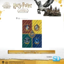 Famesbro Wizarding World Cinereplica: Stationery Set:Set 1 - 4 Pencils, 1 Notebook, 1 Sharpener, 1 Ruler - Hogwarts Houses