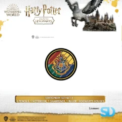 Famesbro Wizarding World Cinereplica: Stationery Set:Set 1 - 4 Pencils, 1 Notebook, 1 Sharpener, 1 Ruler - Hogwarts Houses