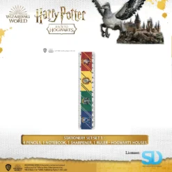 Famesbro Wizarding World Cinereplica: Stationery Set:Set 1 - 4 Pencils, 1 Notebook, 1 Sharpener, 1 Ruler - Hogwarts Houses