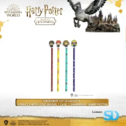 Famesbro Cinereplica: Stationery Set (Asia):Set 2 - 4 Pencils With Logo Eraser, 1 Case, 1 Sharpener - Harry Potter