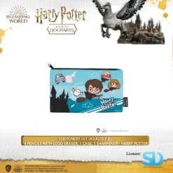 Famesbro Cinereplica: Stationery Set (Asia):Set 2 - 4 Pencils With Logo Eraser, 1 Case, 1 Sharpener - Harry Potter