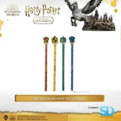 Famesbro Cinereplica: Harry Potter Wooden Pencils With Eraser (Gryffindor, Ravenclaw, Hufflepuff Or Slytherin) Wizarding World