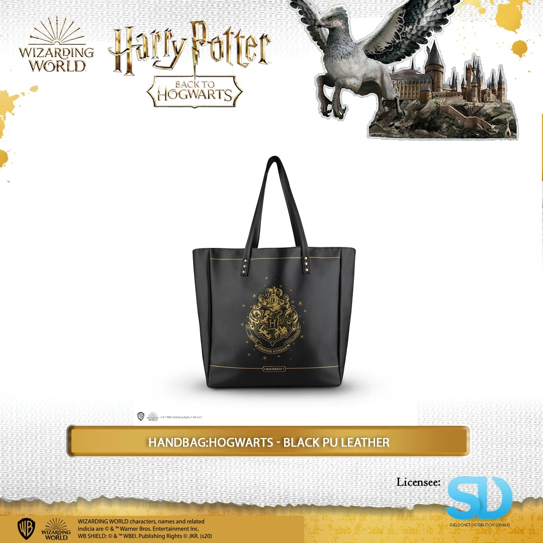 Famesbro Wizarding World Cinereplica: Handbag:Hogwarts - Black PU Leather 3 Famesbro Wizarding World Cinereplica: Handbag:Hogwarts - Black PU Leather