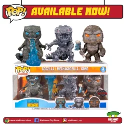 FUNKO Pop! Movies: Godzilla Vs Kong - Kong With Battle Axe,Godzilla (Heat Ray) And Mechagodzilla (3-Pack) [Exclusive]